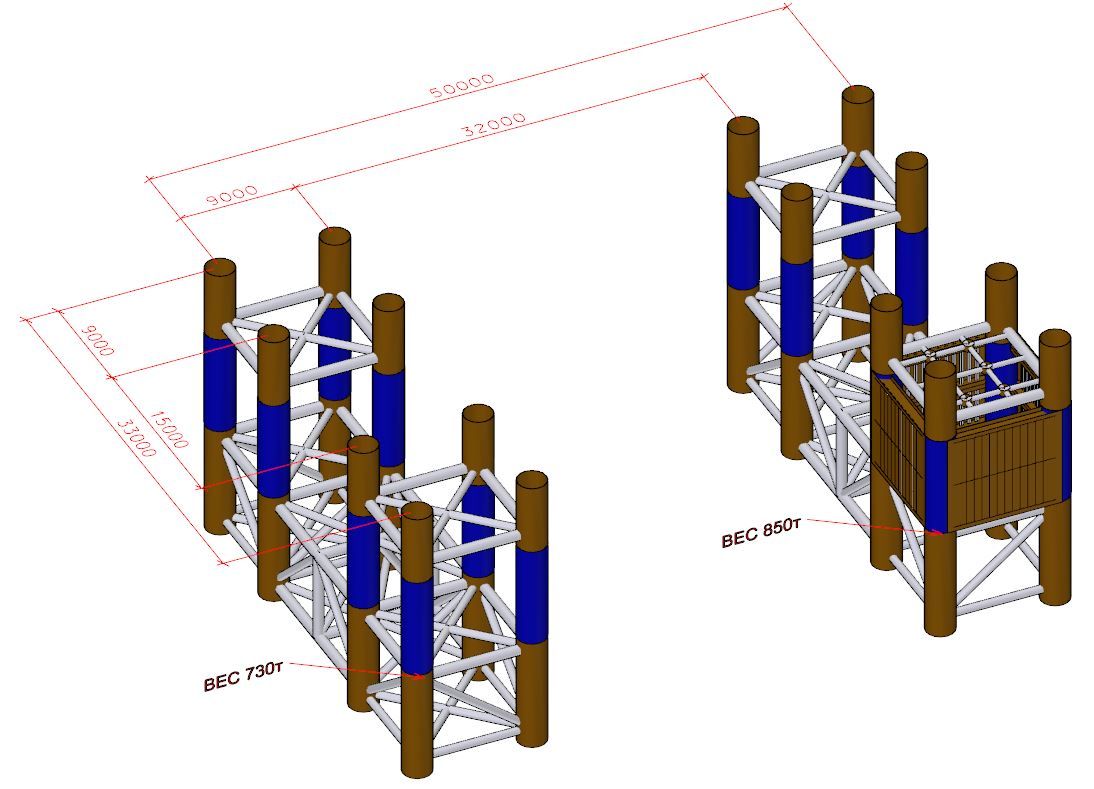  Варианты предварительного дизайна ледостойкого опорного блока со свайным фундаментом