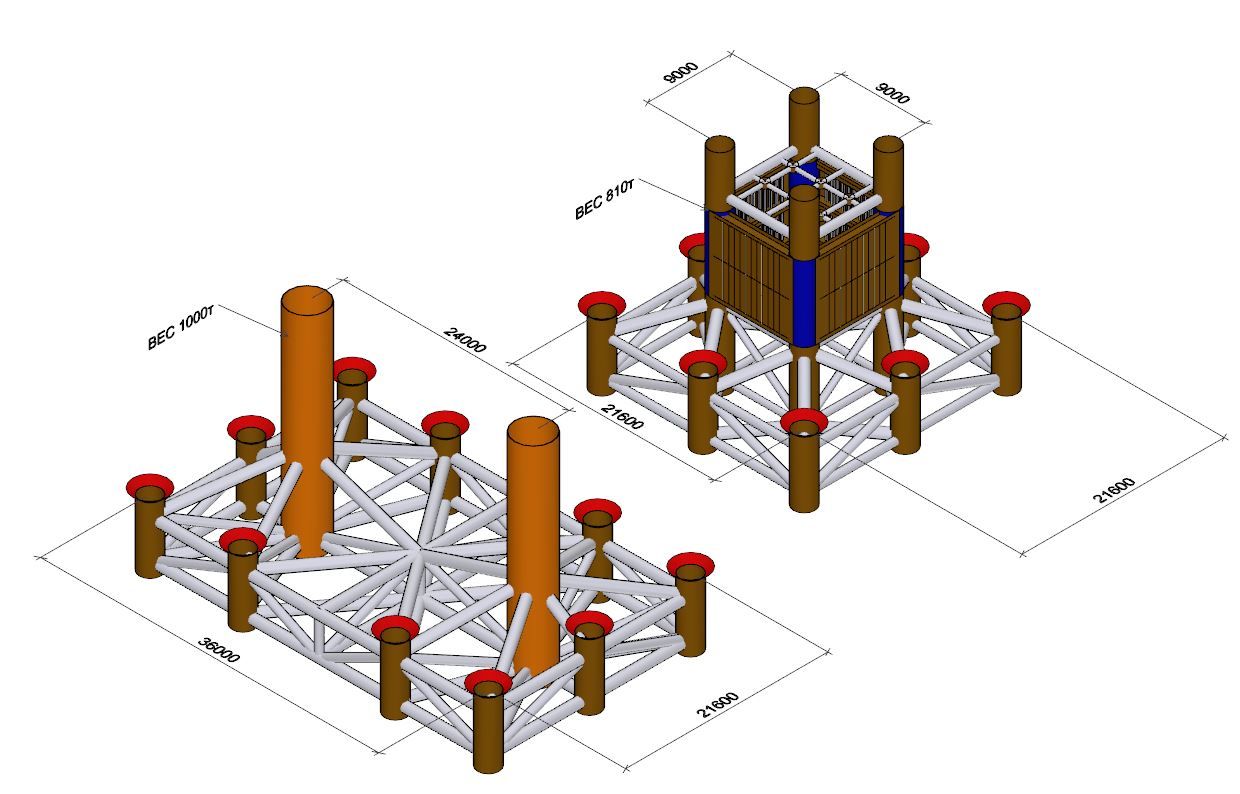  Варианты предварительного дизайна ледостойкого опорного блока со свайным фундаментом